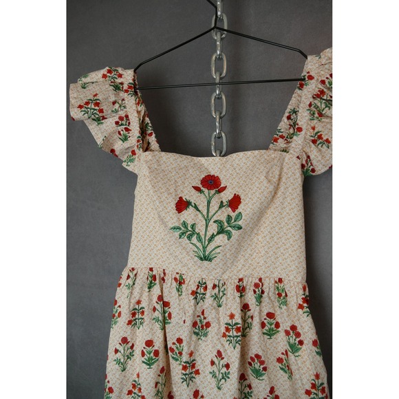 Hill House Home The Pippa Dress Block Print Poppy Ruffle Sleeve Cottagecore S - Picture 4 of 12